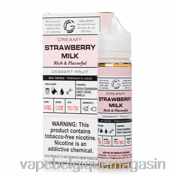 Vape Jetable Lait Fraise - Série Bsx - 60ml 3mg